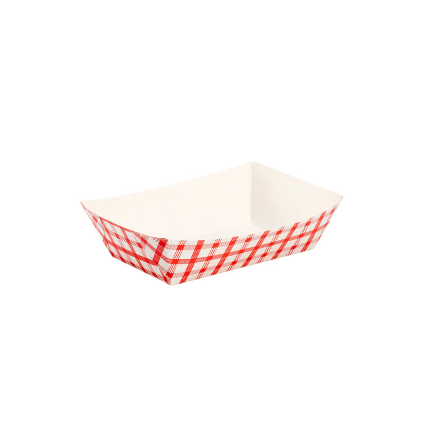 Food Tray, 1/2 lb - 8oz, Shepherd's Check (Red)  - 1,000 pcs