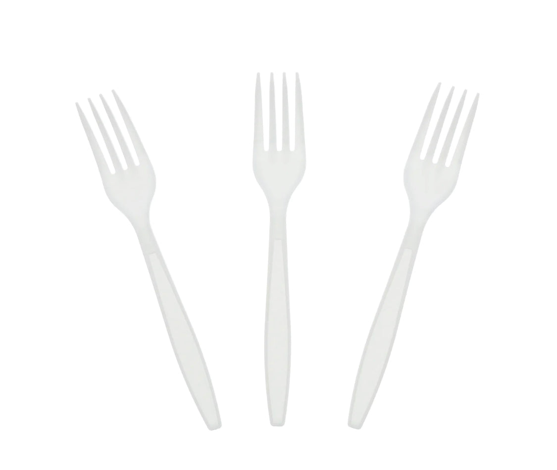 Fork,  Heavy Weight, White, PS, L: 17.9 CM, W: 5.05 G - 1000