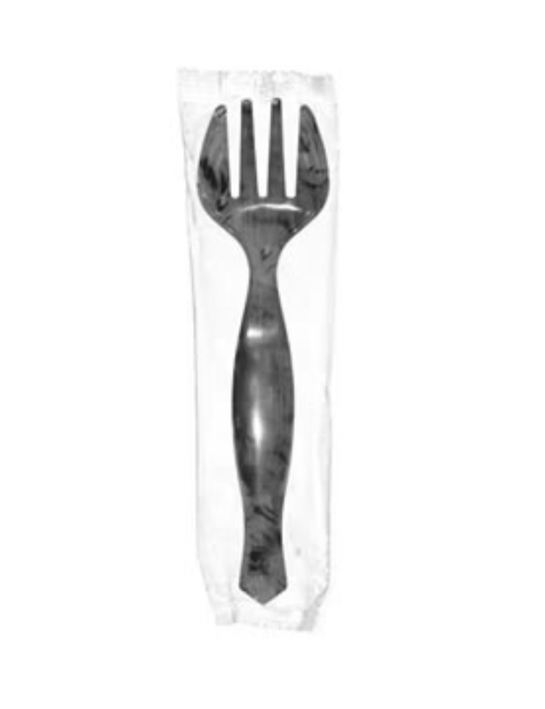 8.25" Polystyrene Black, Ind Wrapped, Serving Fork - 144