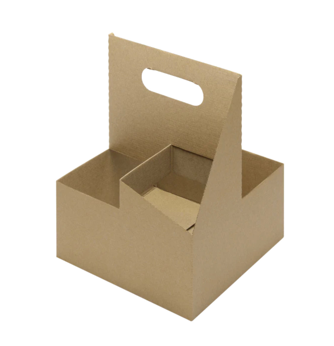 Kraft Paperboard Carrier with Handle, for 4 cups (12 - 32oz) - 200 pcs