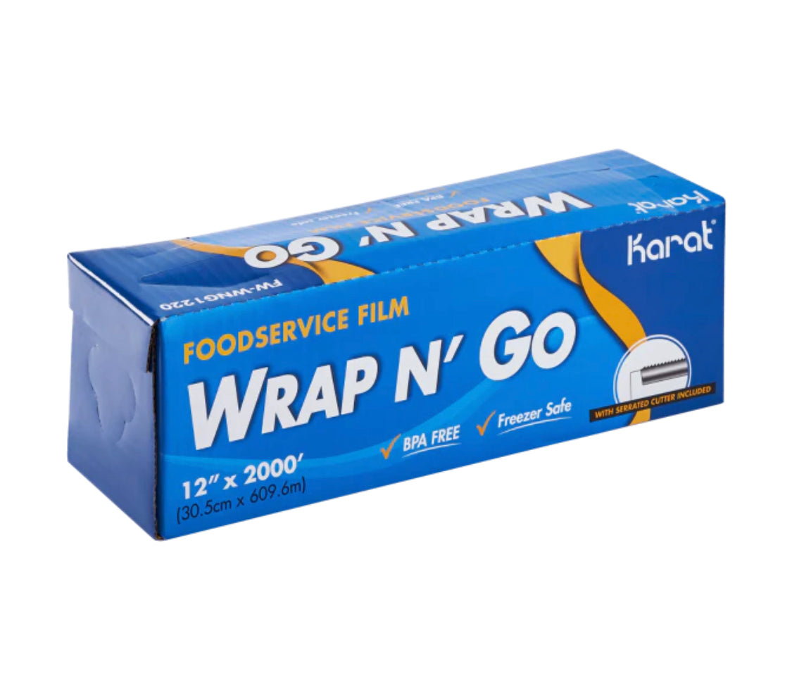 Foodservice Film with Serrated Cutter, 12" x 2000' WRAP N'GO