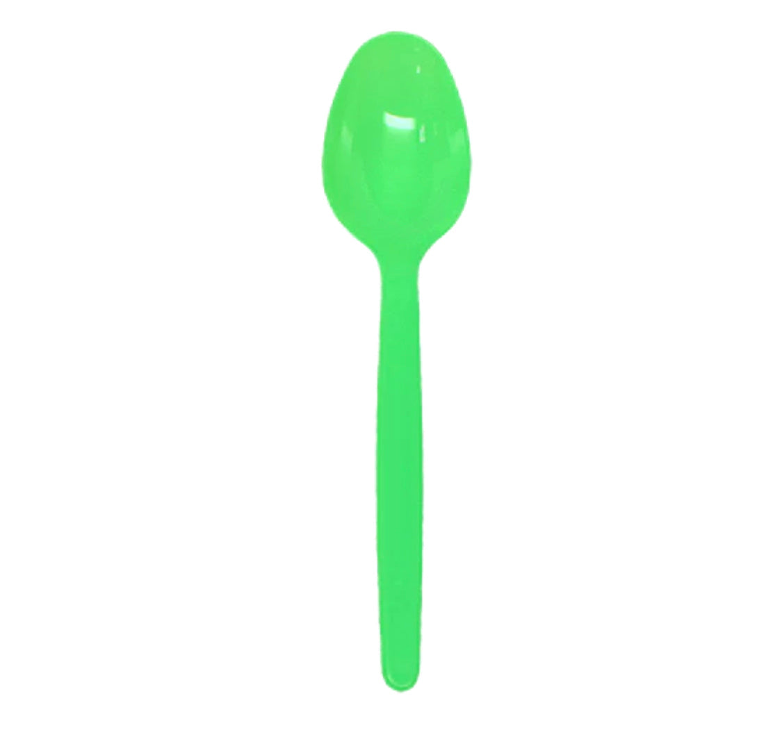 PS Plastic Heavy Weight Tea Spoons, Green - 1,000 pcs