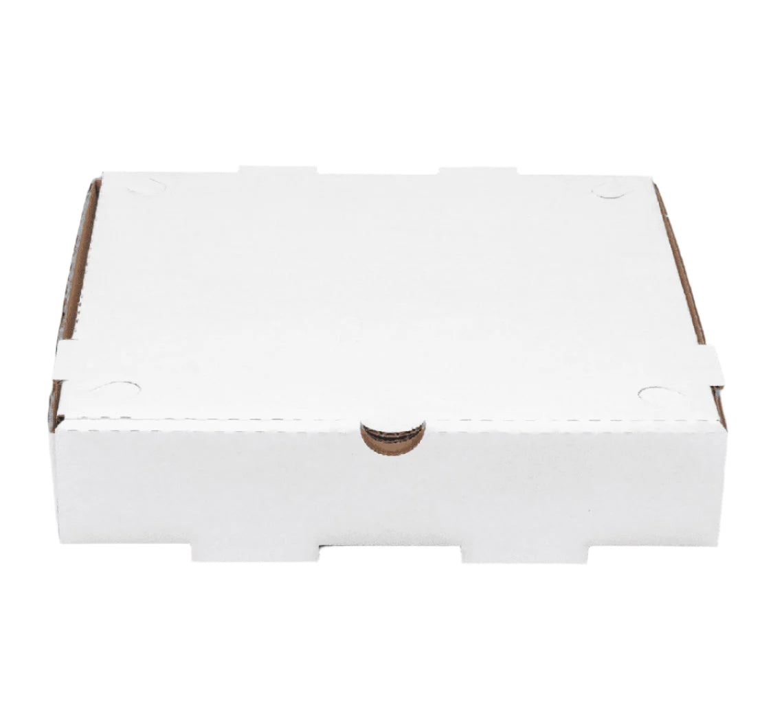 Corrugated Pizza Box, 10''x10''x2'', White - 50 pcs