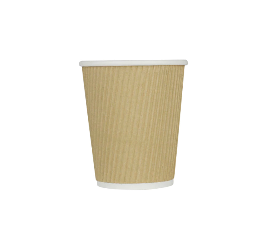 Paper Hot Cup (80mm), Kraft Ripple Paper, 8oz, 500 Pcs