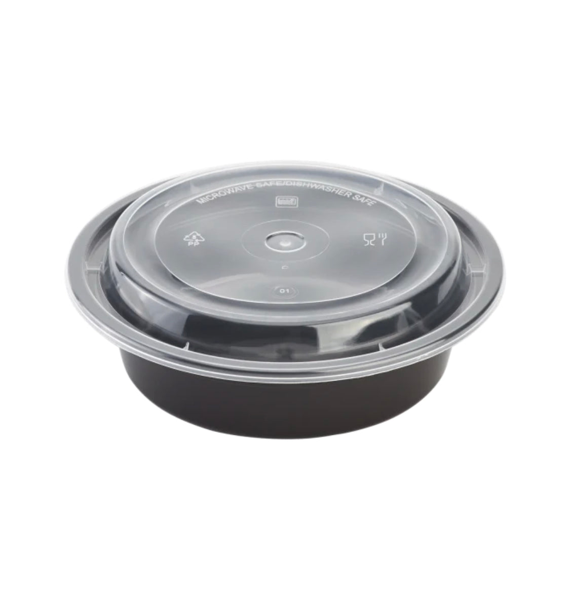 Microwaveable Round Food Containers & Lids 16oz, Black - 150 sets