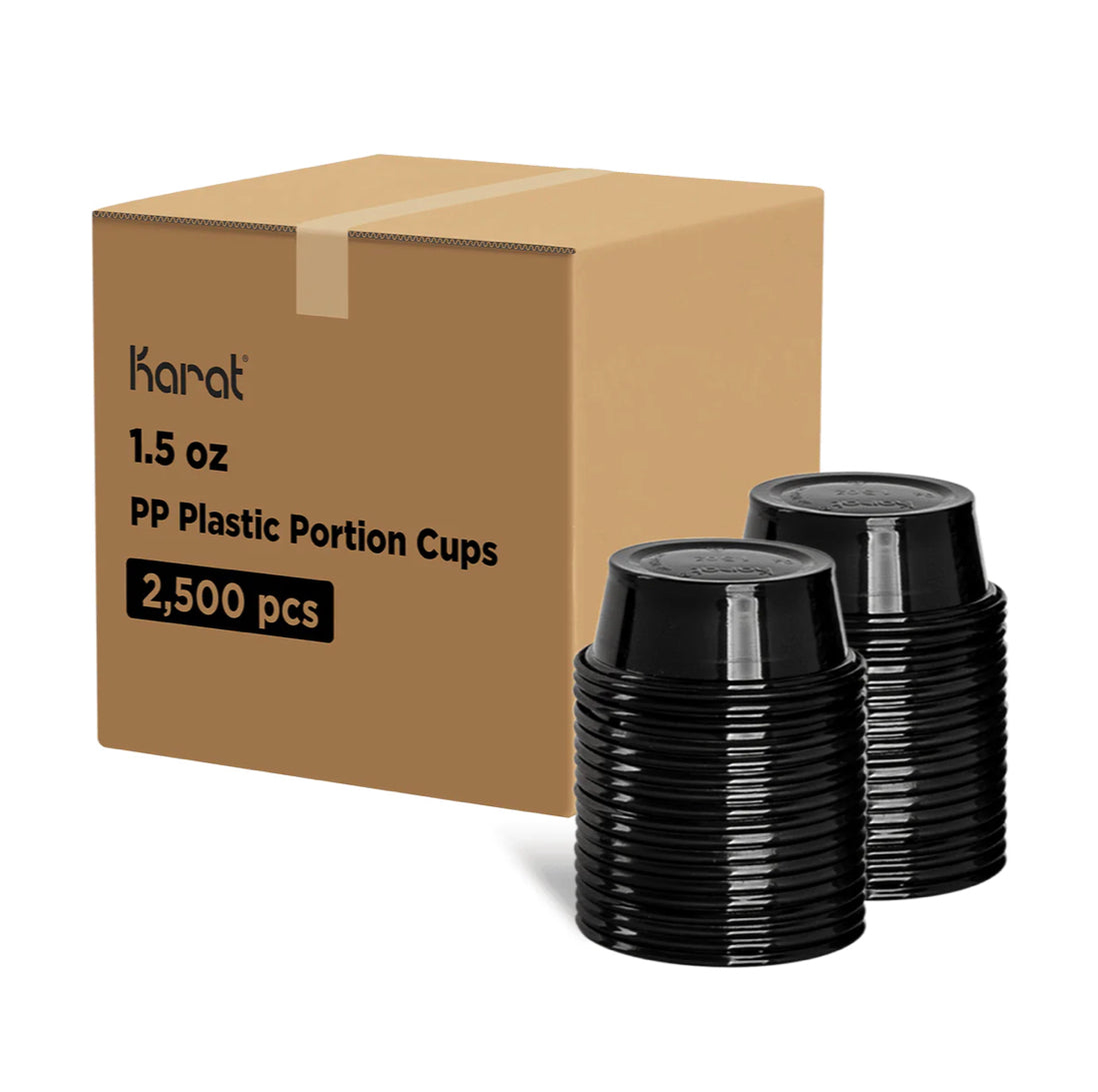 1.5 oz Portion Cups, PP Plastic, Black - 2,500 pcs