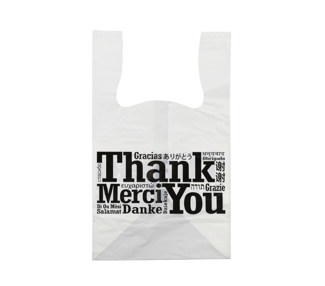 11.5" x 10.5" x 19" Flat Bottom Multilingual T-Shirt Bags - 250