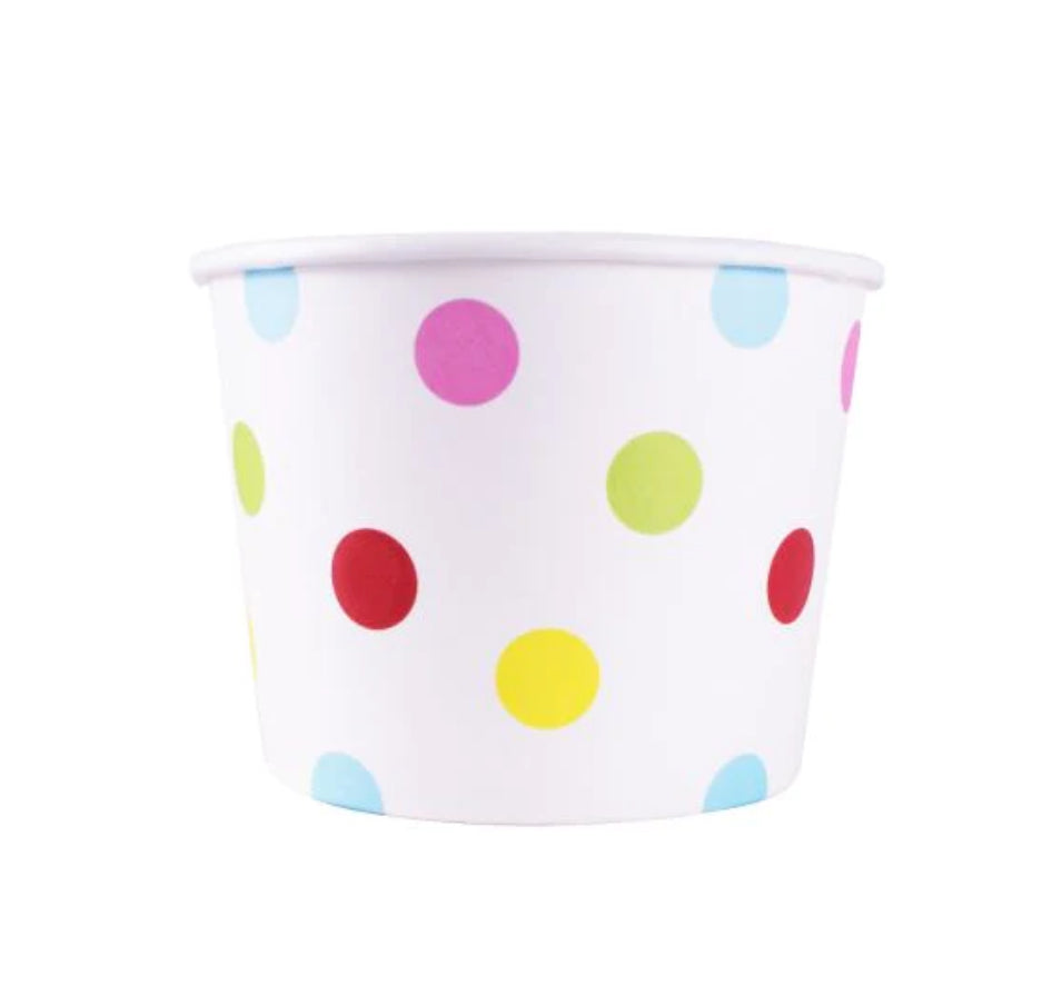 12oz Double Poly Paper Hot/Cold Food Cups (100mm), Dots - 1,000 pcs