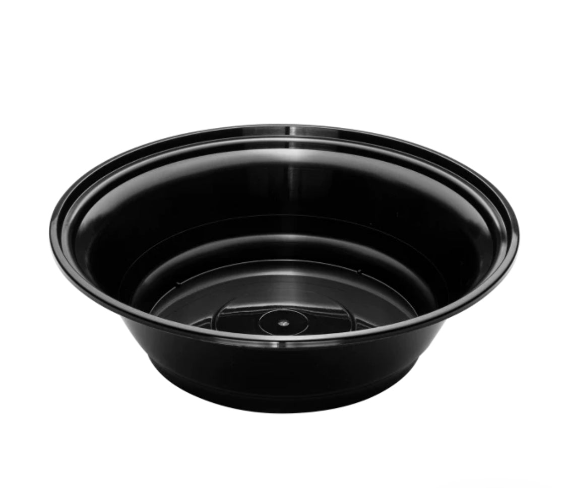 Microwaveable 22oz Round Food Bowls, Black - 300