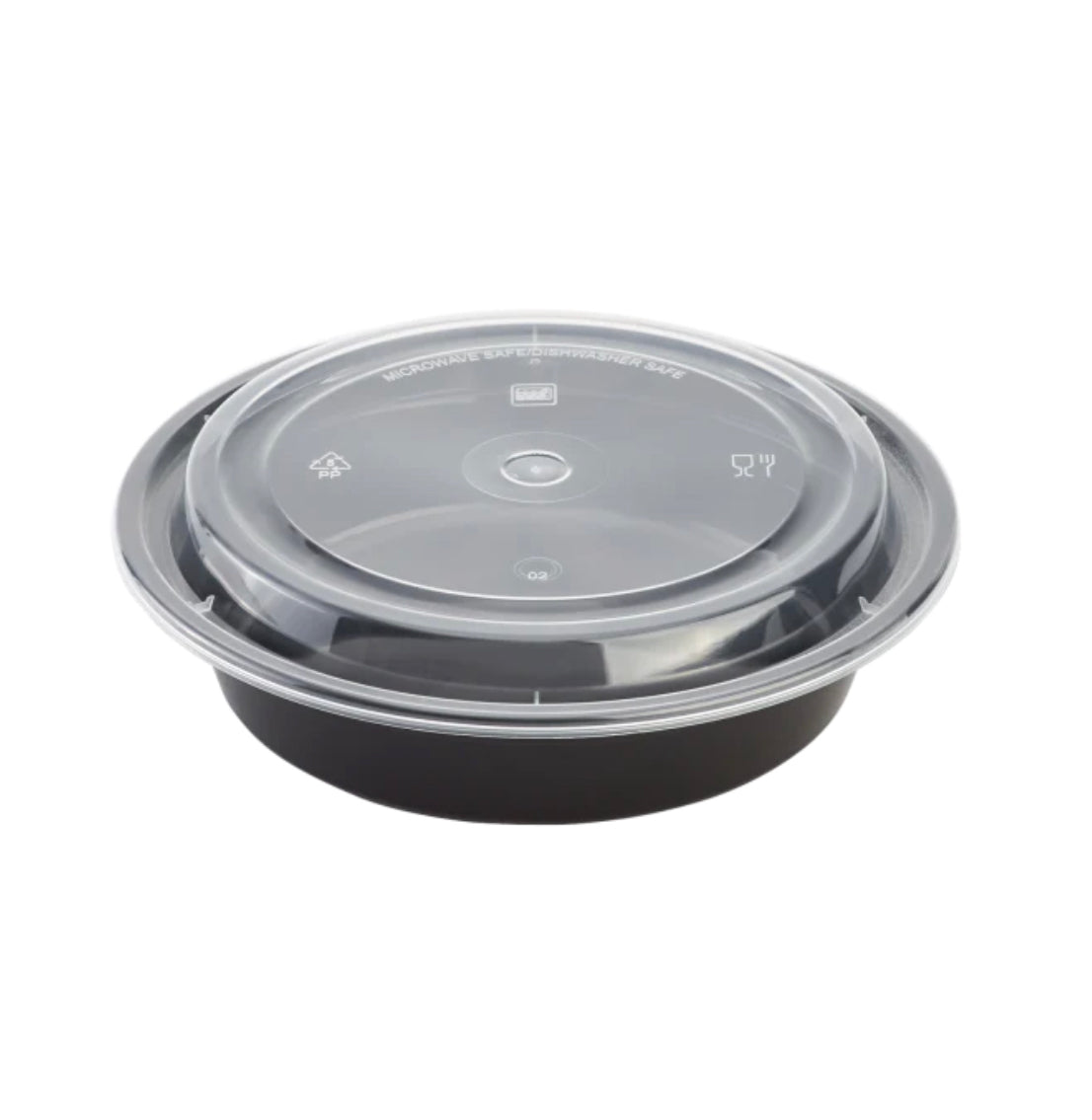 Microwaveable Round Food Containers & Lids 24oz, Black - 150 sets