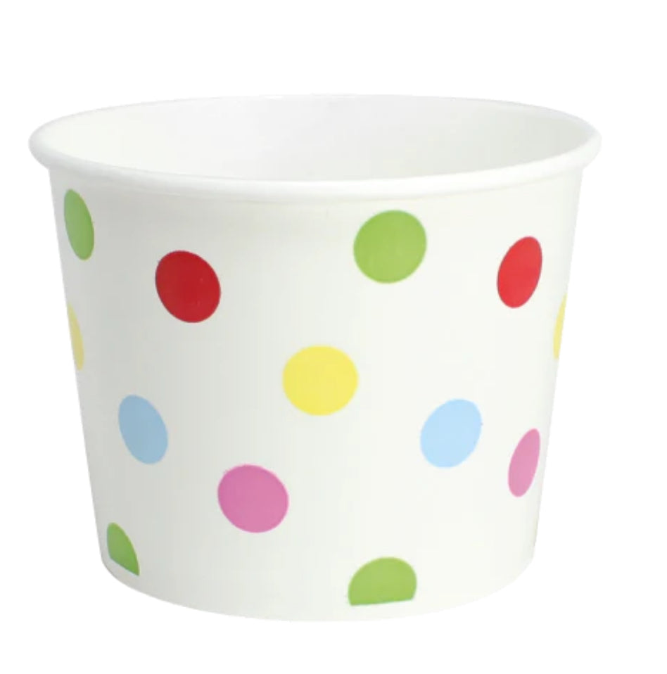 16 oz Double Poly Paper Food Container, Dots, (112mm) - 1000 Pcs