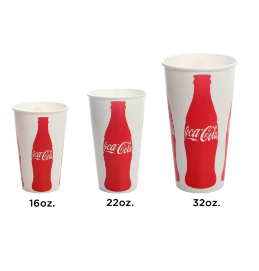 Paper Cold Cup (90mm), Coke Print, 22oz, 1000 Pcs