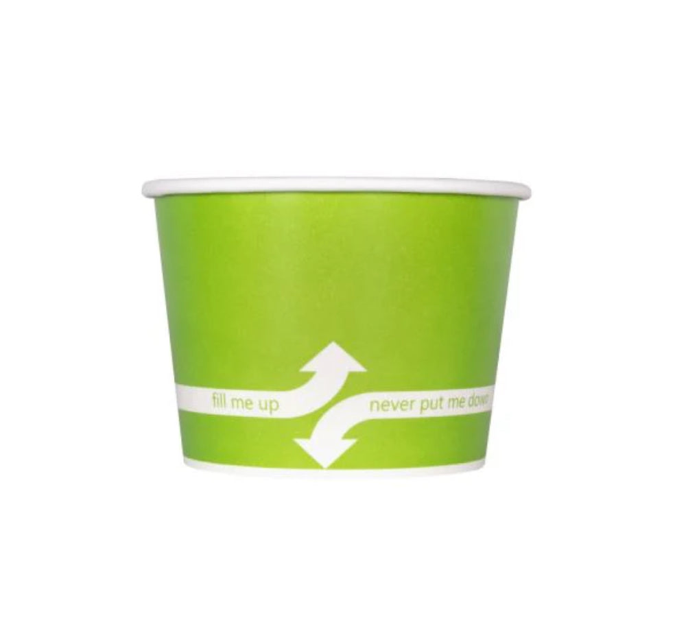 12oz Double Poly Paper Hot/Cold Food Cups (100mm), Green - 1,000 pcs