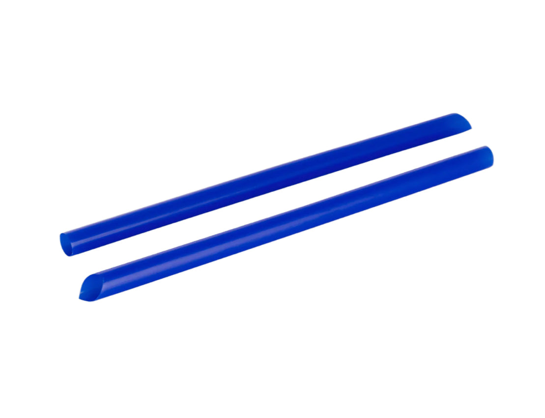 9" Diagonal Cut Colossal Straws (10mm) Poly Wrapped, Blue - 1,600 pcs