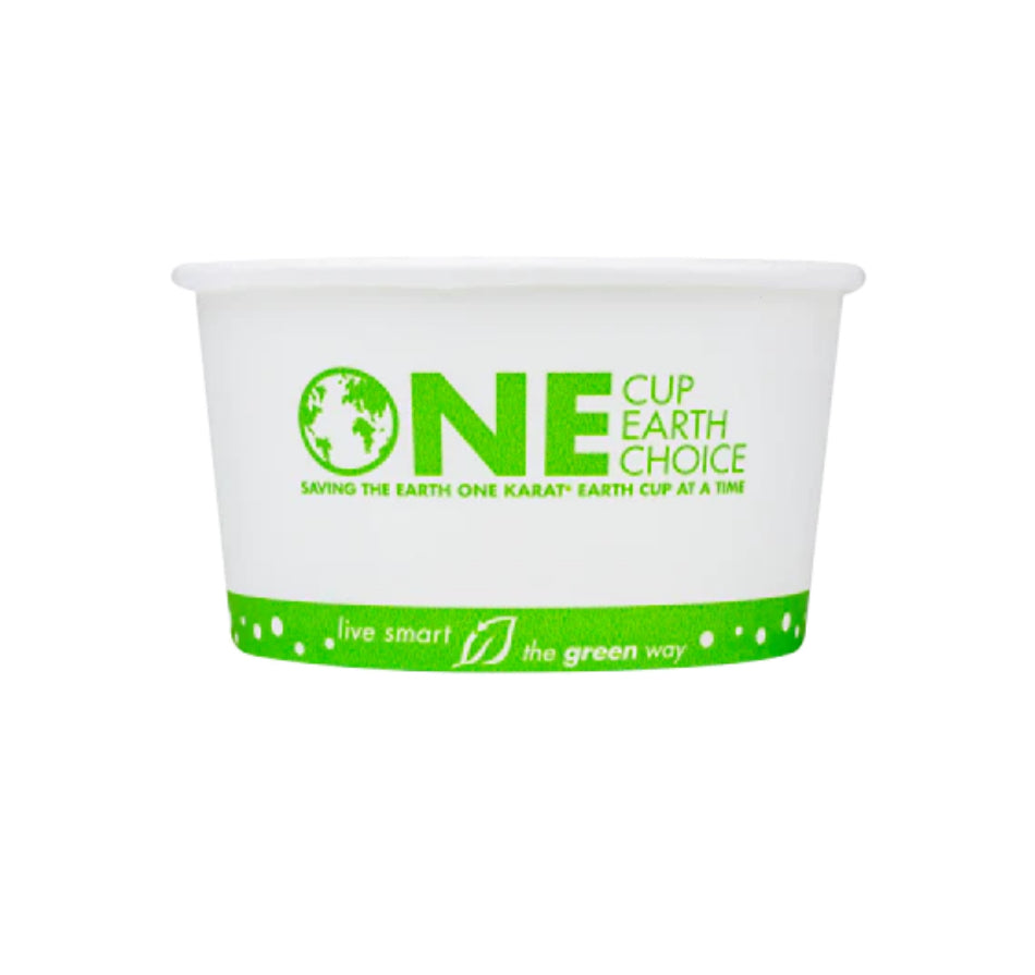 12oz Eco-Friendly Paper Food Cups (114.6mm), White/Eco Print - 500 pcs