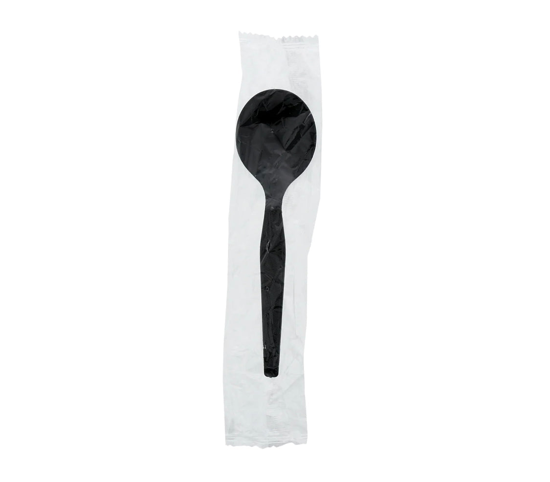 Soupspoon, Ind Wrapped, Med Hvy Weight, Black, PS, L: 14 CM, W: 3 G - 1000