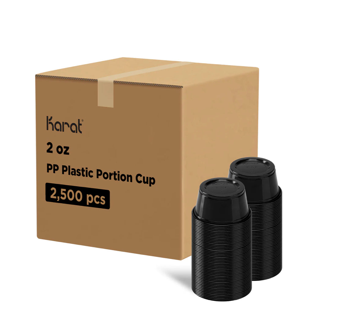 2 oz Portion Cups, PP Plastic, Black - 2,500 pcs