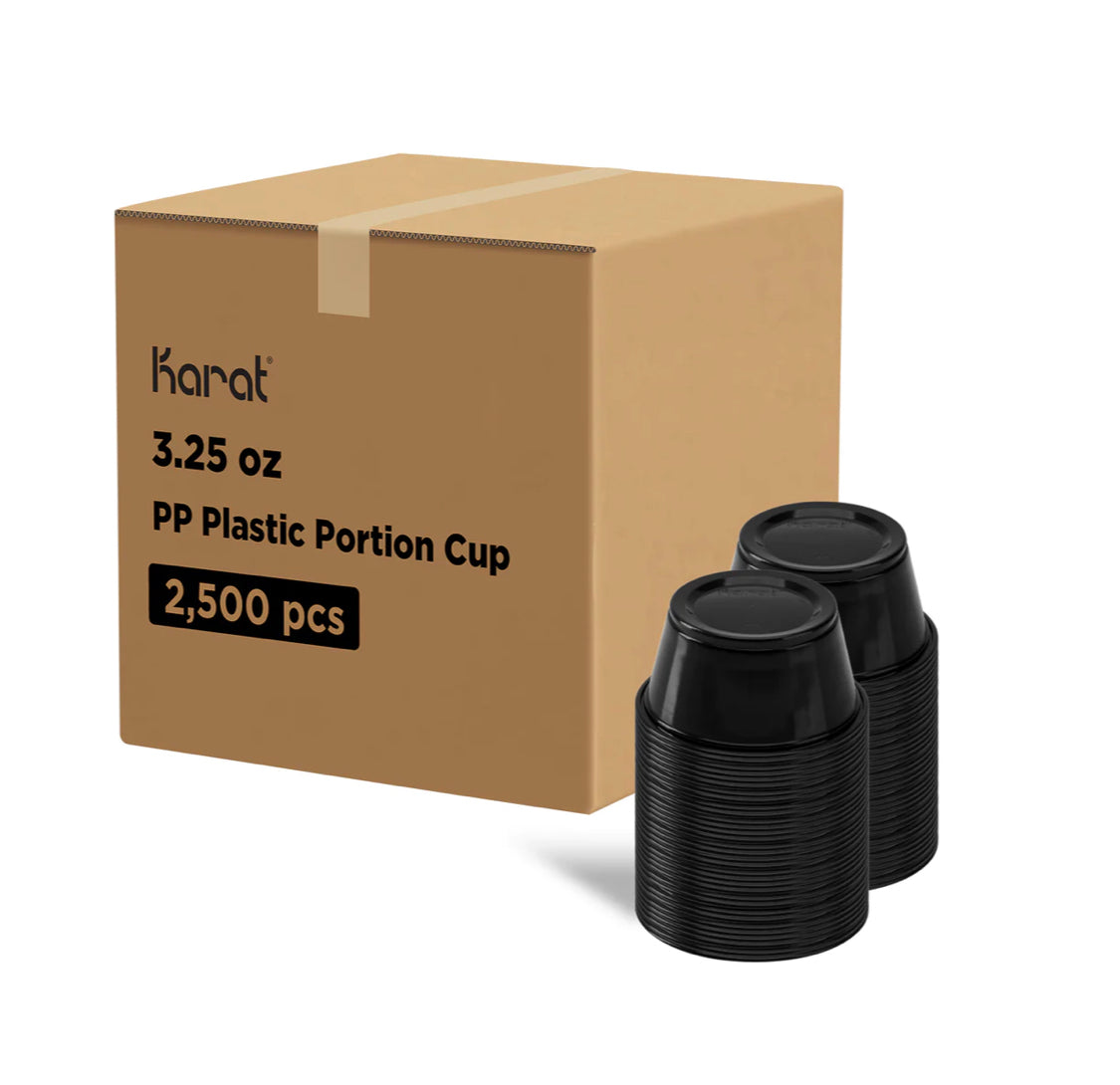 3.25 oz Portion Cups, PP Plastic, Black - 2,500 pcs