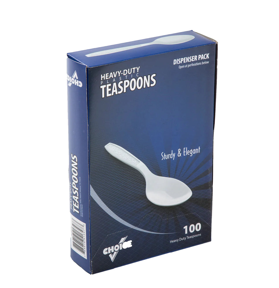 Teaspoon,  Heavy Weight, White, PS, Retail Boxed,  L: 15.2 CM, W: 4.2 G - 10/100 Pack