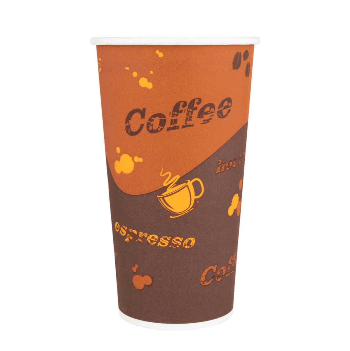 Paper Hot Cup (90mm), Coffee Print, 20oz, 600 Pcs