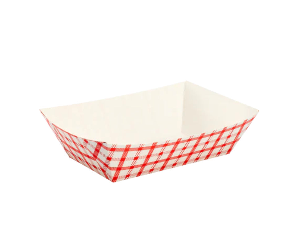 Food Tray, 3 lb, Shepherd's Check (Red) - 500 pcs