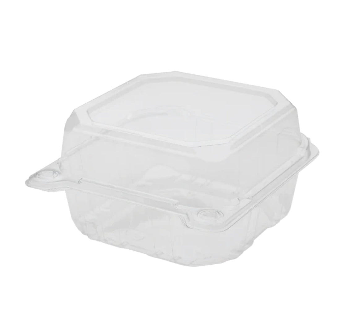 Hinged Containers 6''x6'' PET Plastic- 500 pcs