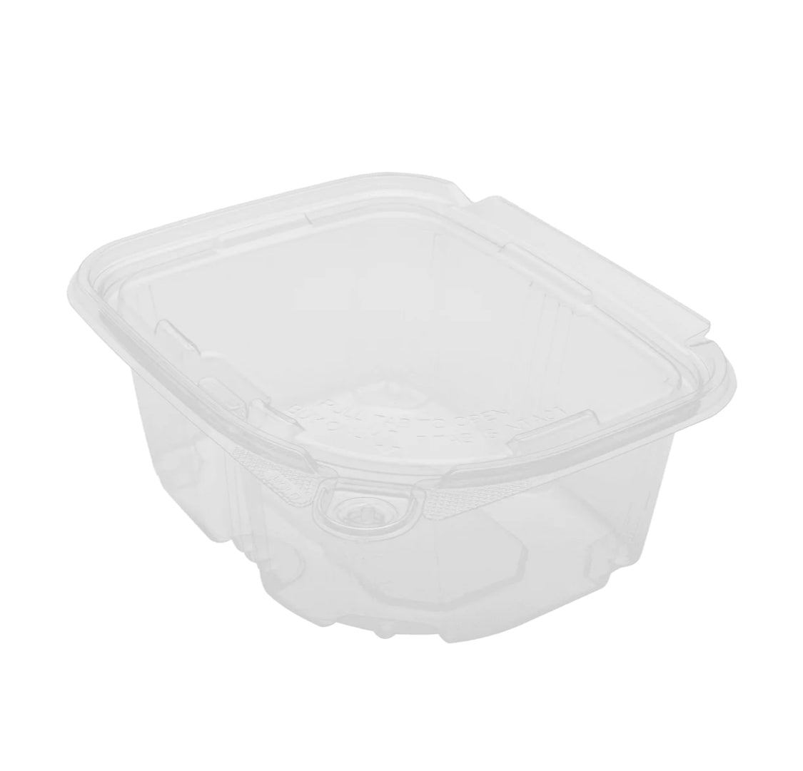 Hinged Deli Container with Lid 16 oz PET Plastic Tamper Resistant - 200 pcs