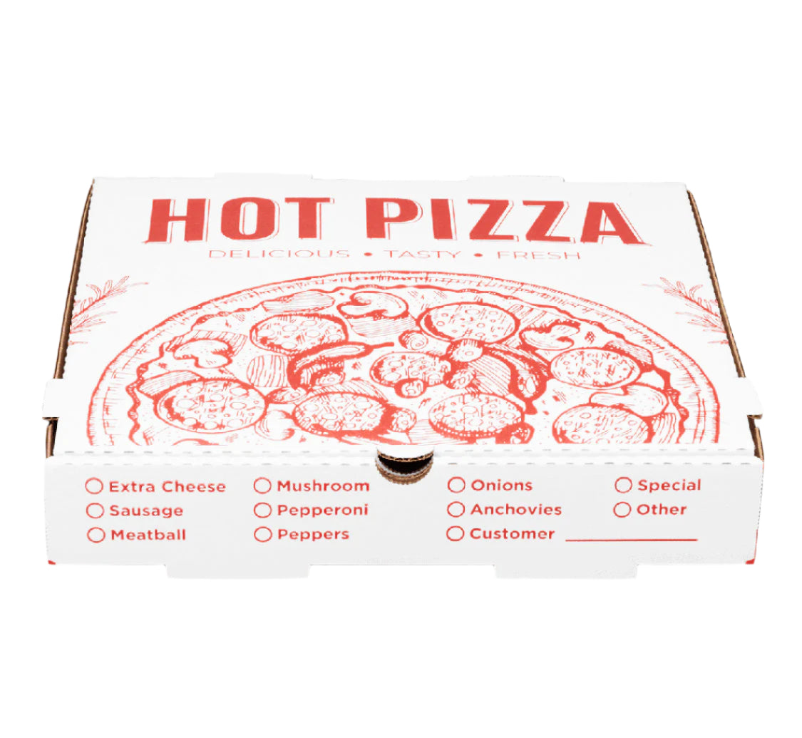 Corrugated Pizza Box, 12''x12''x2'', Generic Print - 50 pcs