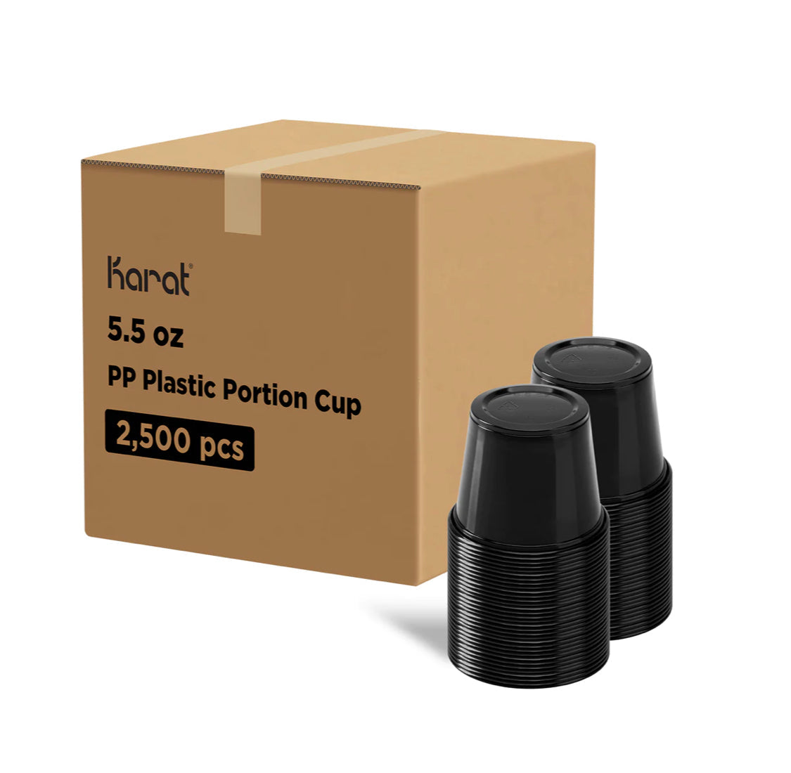 5.5 oz Portion Cups,  PP Plastic, Black - 2,500 pcs