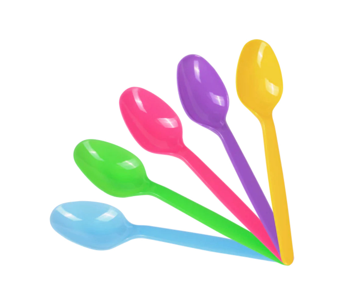 PS Plastic Heavy Weight Tea Spoons, Rainbow - 1,000 pcs