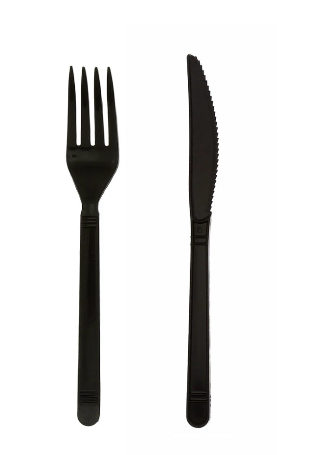 Cutlery Kit, PP, 2 Piece Black Heavy Weight (F,K), 1000 Kits