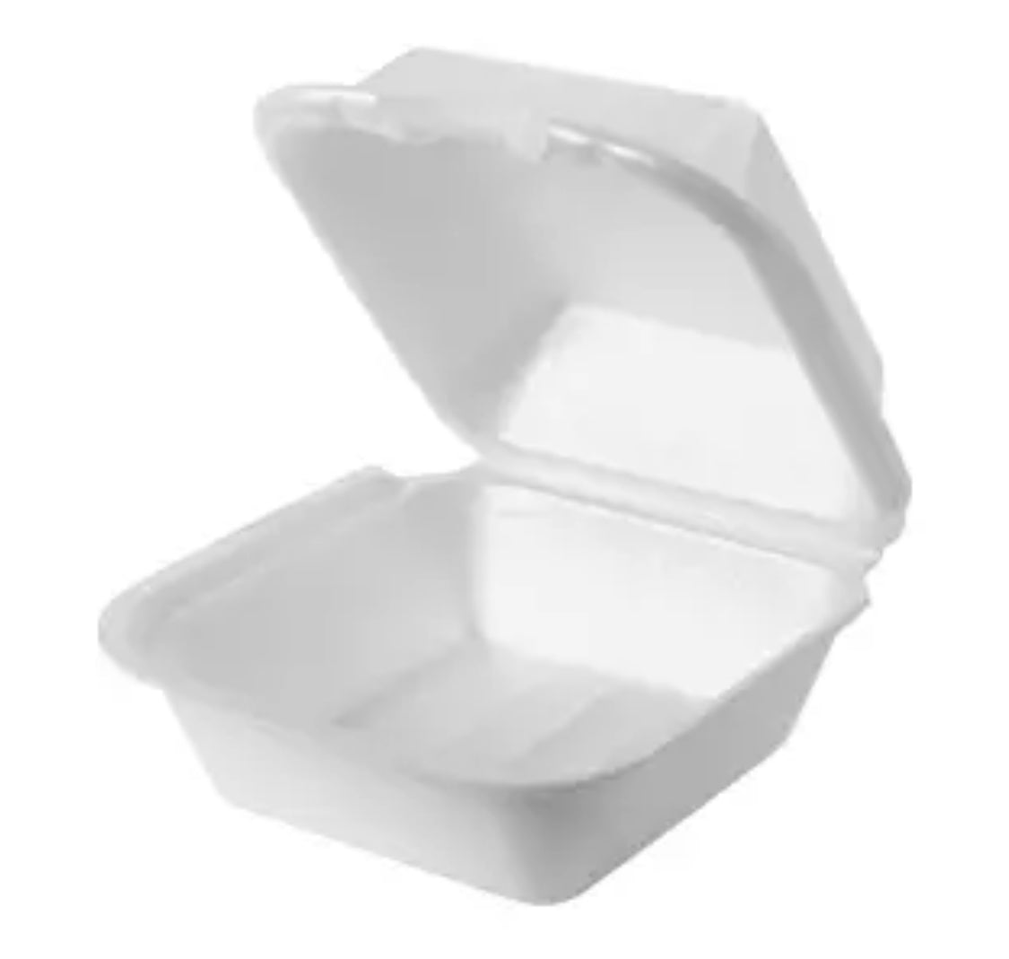 White Foam 6" x 6" Snap It Lock Hinged Square Container, Genpak - 500 pcs