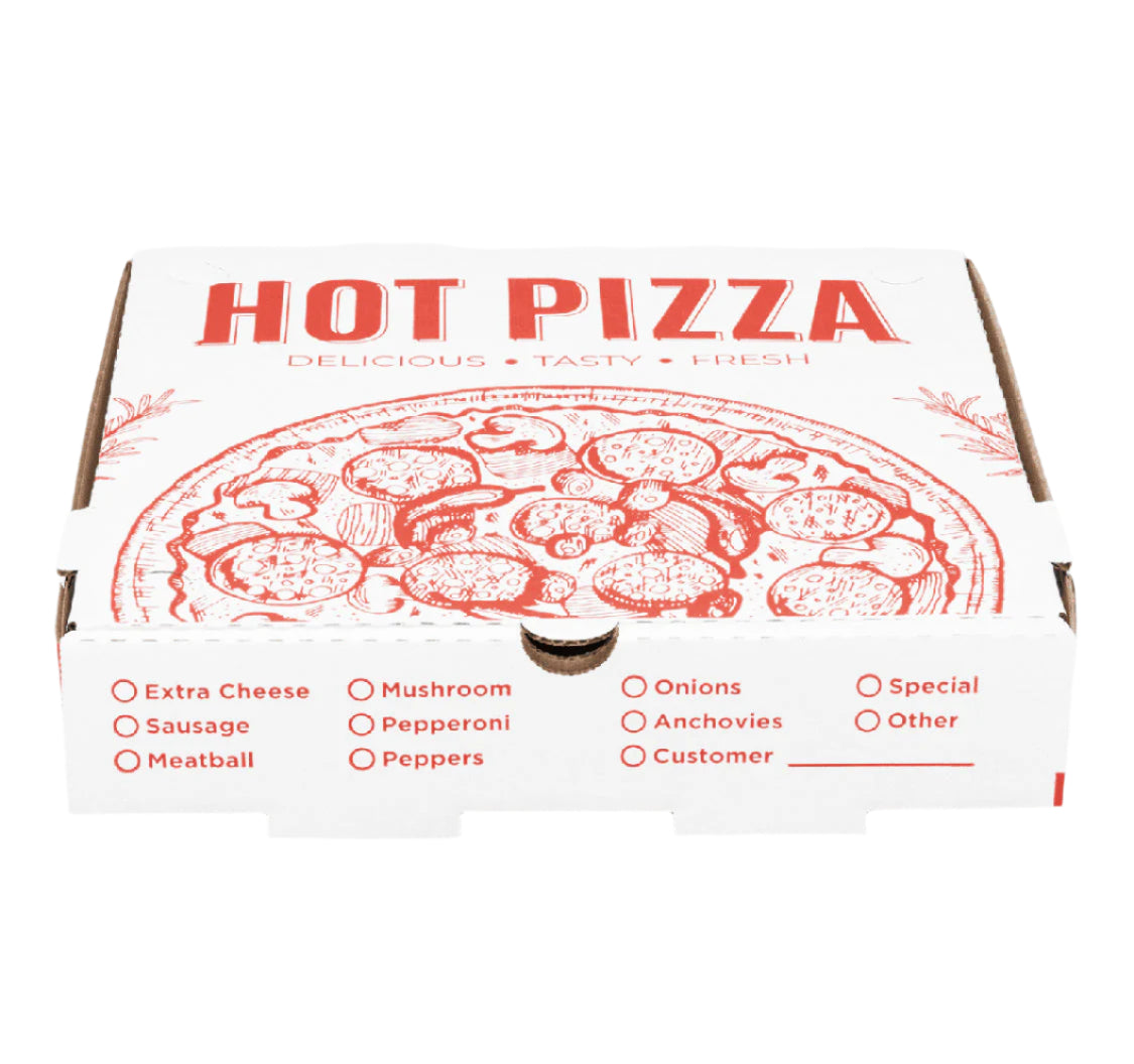 Corrugated Pizza Box, 10''x10''x2'', Generic Print - 50 pcs