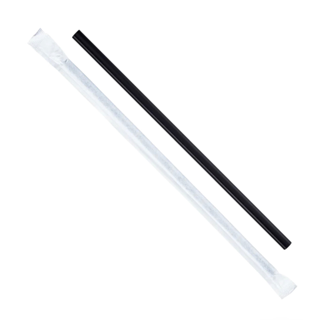 9'' Giant Straws (8mm) Paper Wrapped, Black - 2,500 pcs