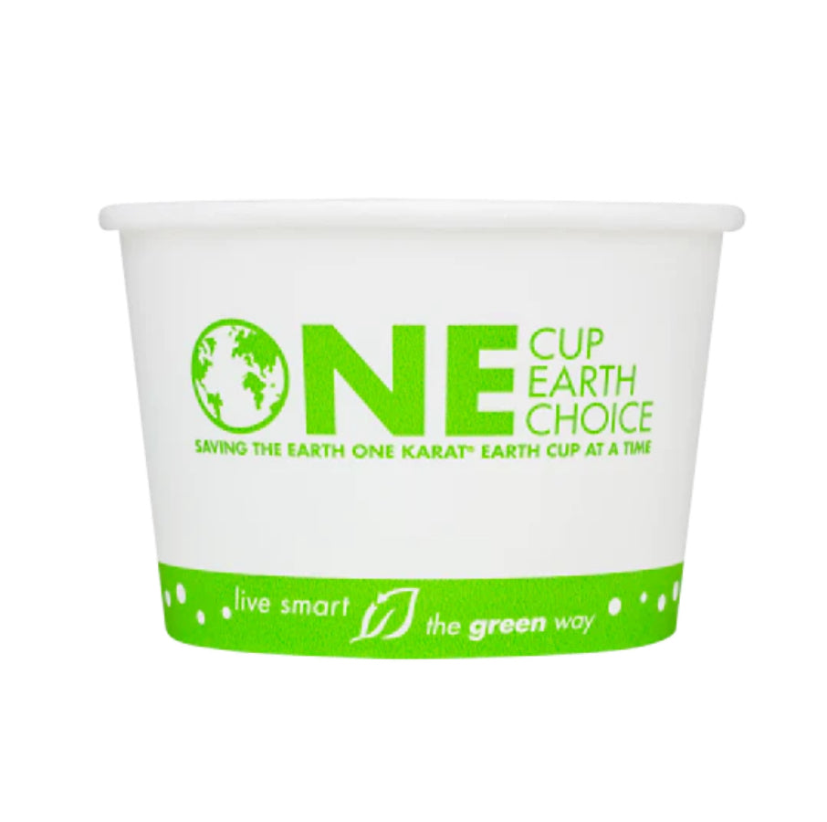 16oz Eco-Friendly Paper Food Cups (114.6mm), White/Eco Print - 500 pcs