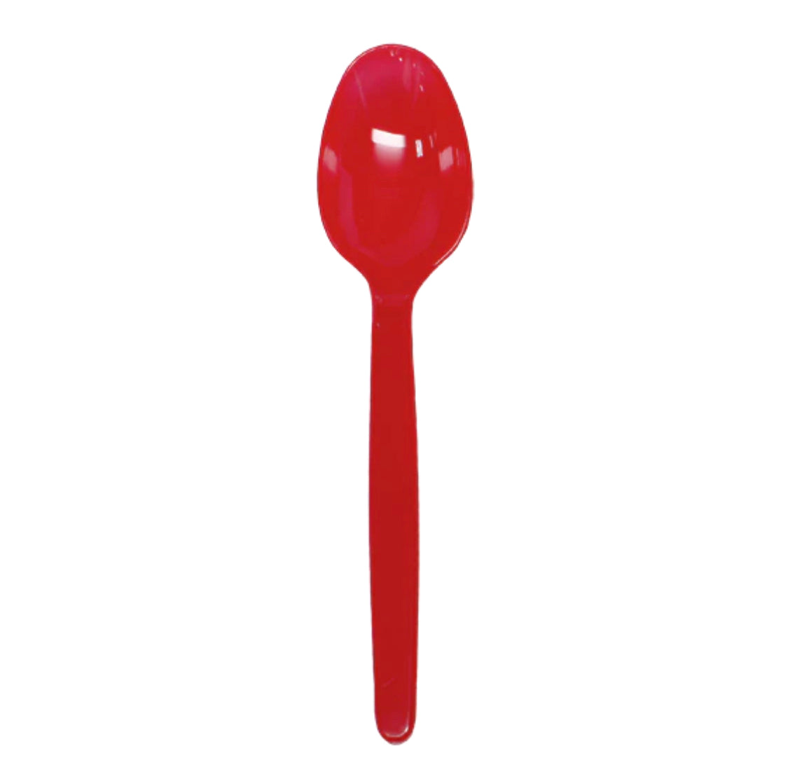 PS Plastic Heavy Weight Tea Spoons, Red - 1,000 pcs