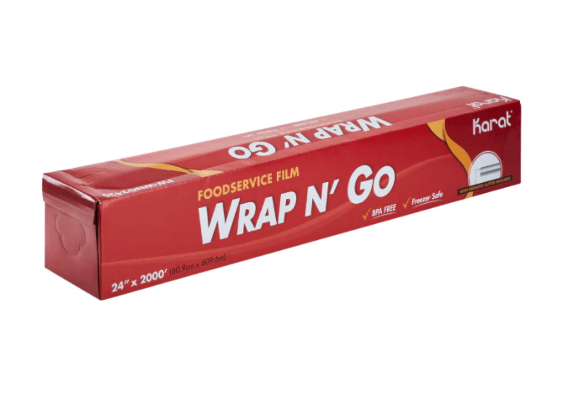 Foodservice Film with Serrated Cutter, 24” x 2000' WRAP N'GO