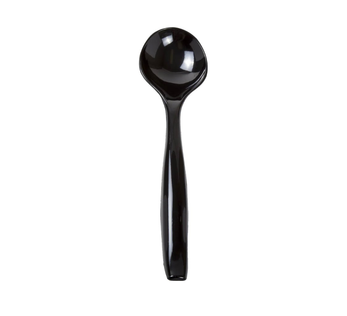 10" Polystyrene Black, Individually Wrapped, Serving Spoons - 144