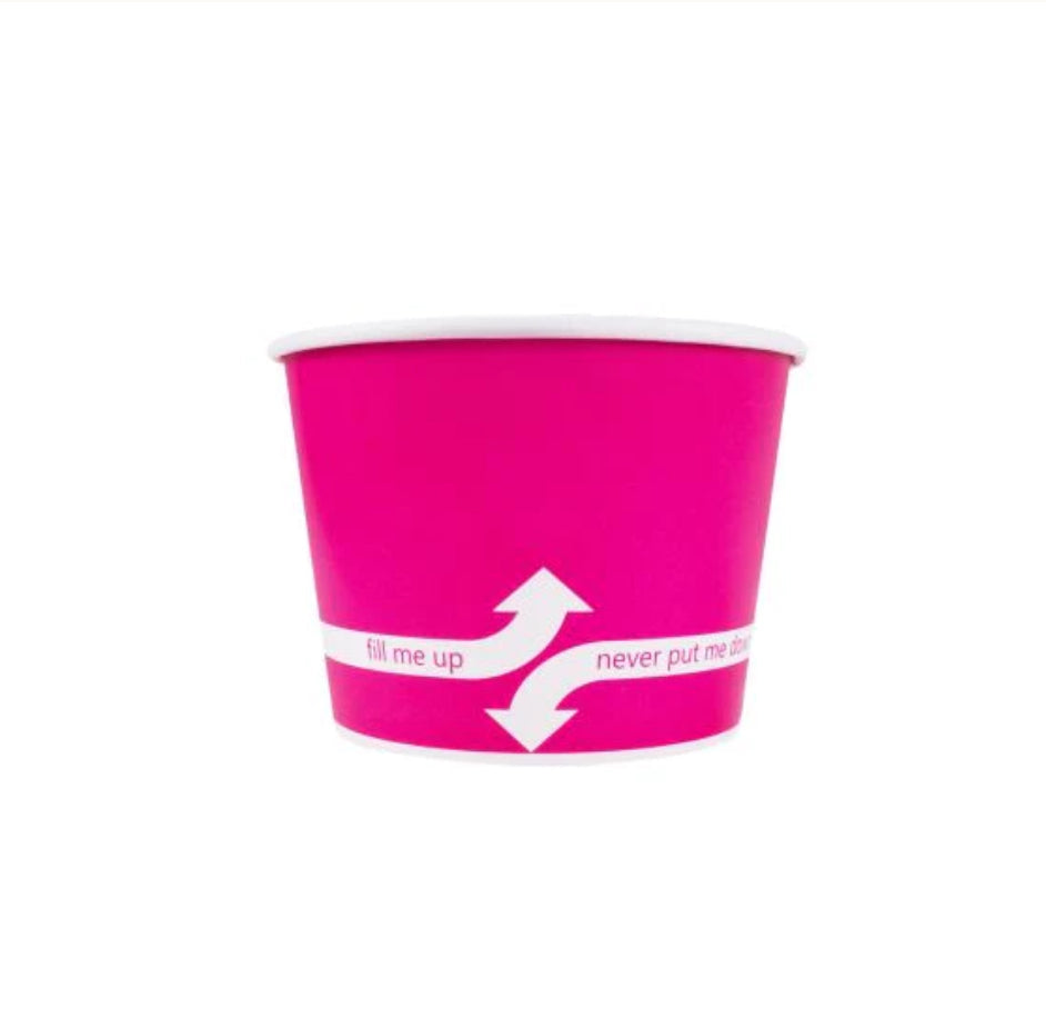 12oz Double Poly Paper Hot/Cold Food Cups (100mm), Pink - 1,000 pcs