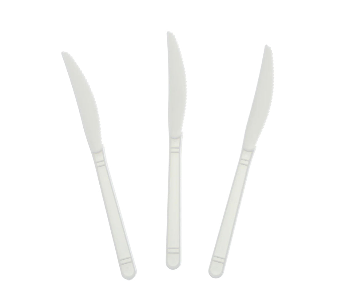 Knives, Heavy Weight, White, PP, L: 18.9 CM, W: 5.2 G - 1000