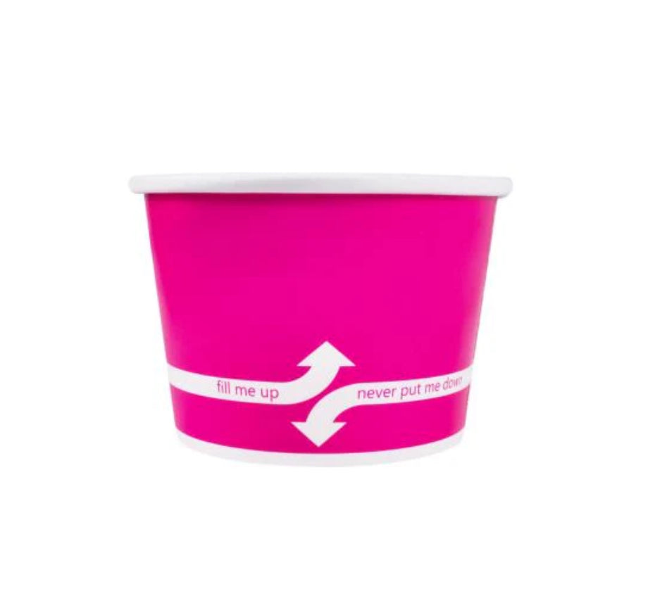 8oz Double Poly Paper Hot/Cold Food Cups (95mm), Pink - 1,000 pcs