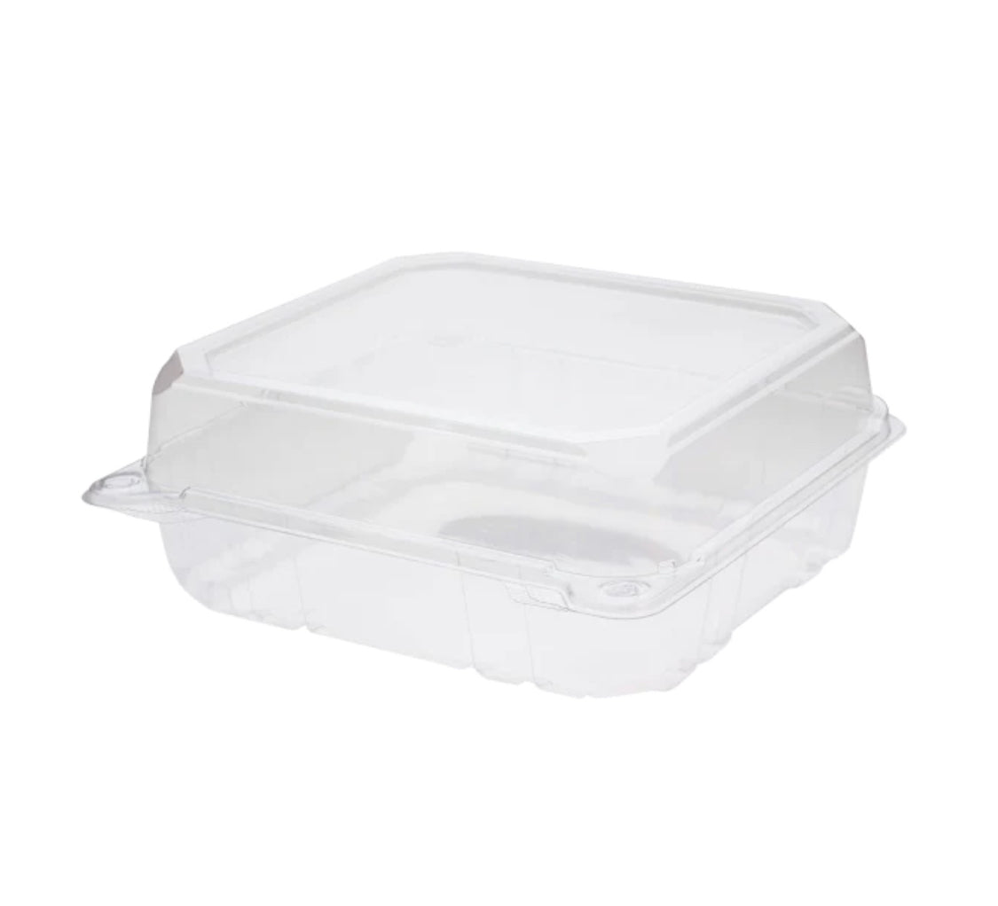 Hinged Containers 8''x8'' PET Plastic- 250 pcs