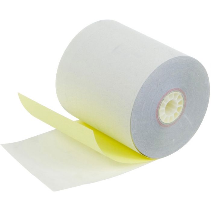 Carbonless Paper 3" x 95' 2 Ply, White/Canary, 50 Rolls